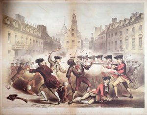 ボストン大虐殺、1770年3月5日、1856年のクリスパス攻撃の死（クロモリト） 作： James Wells Champney
