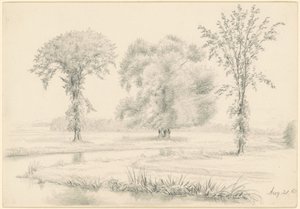 三本の木のある風景 作： James Wells Champney