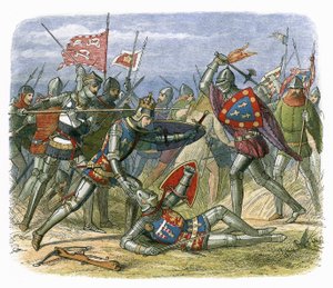 アジャンクールの戦いでアランコン公爵に攻撃されるヘンリー5世 作： James William Edmund Doyle