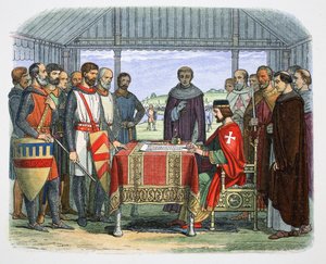 大憲章に署名するジョン王、サリー州ラニーメード、1215年 1864年   作： James William Edmund Doyle