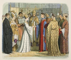 ヘンリー5世とフランスのキャサリンの結婚、1420年6月2日、AイングランドのクロニクルBC 55からAD 1485、パブ。ロンドン、1863 作： James William Edmund Doyle