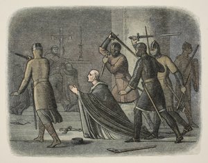 カンタベリー大聖堂、1170 年 12 月 29 日のトマス ベケットの殺害、紀元前 55 年から西暦 1485 年までのイングランドのクロニクル、パブ。 ロンドン 作： James William Edmund Doyle
