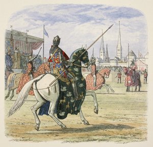 リチャード2世がヘレフォードとノーフォークの間の決闘を止めた、「A Chronicle of England BC 55 to AD 1485」より、パブ。ロンドン 作： James William Edmund Doyle