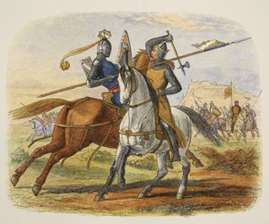 ロバート・ブルース卿はヘンリー・ボフン卿を紀元前55年のイギリスのクロニクルからパブのAD 1485まで殺しました。ロンドン、1863 作： James William Edmund Doyle