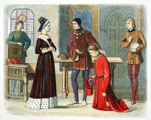 ワーウィック伯爵がマーガレット女王に服従、1470 年 1864 年。 作： James William Edmund Doyle