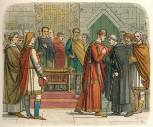 王は英国の指導者たちに法廷を支払う、c1066 1864 作： James William Edmund Doyle