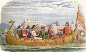 ディーに8人の王が配置されたエドガーのはしけ、973 1864 作： James William Edmund Doyle