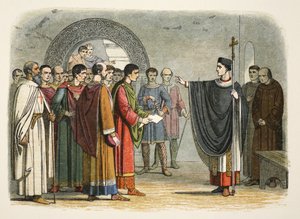 トーマス・ベケット、レスター伯爵に刑罰を下すことを禁じる 作： James William Edmund Doyle