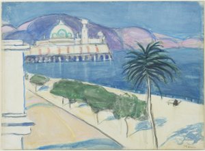 カジノ・バイ・ザ・シー、1921年頃（ボードに取り付けられた網目紙にグラファイトと水彩画） 作： James Wilson Morrice