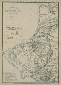 セヴァストポリ周辺の地図、1854 年 作： James Wyld