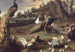孔雀とその他の鳥たちの風景 作： Jan Victors