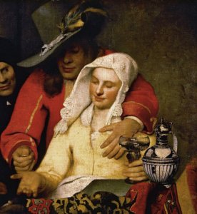 仲人の家で」の詳細 - 若い紳士と宮廷女官の肖像 - ヨハネス（ヤン）・フェルメール（1632-1675）の絵画 1656年 ジェマルデガルリー アルテ・マイスター、ドレスデン ©DeAgostini/Leemage 作： Johannes Vermeer