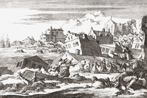 1692年、ジャマイカのポートロイヤルで地震。