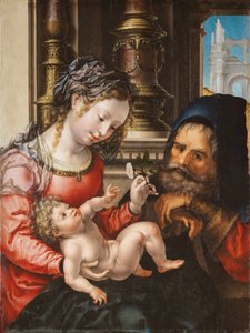 聖家族 - Jan Gossaert dit Mabuse (1478-1532 年頃) による絵画、木に油彩、1527-1530 年頃、55.9x42 cm - 聖家族、Jan Gossaert による木に油彩 - Museo de Bellas Artes de Bilbao 作： Jan (c.1472 c.1533) Gossaert