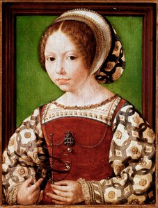 デンマークのドロテアと思われる若い王女の肖像（絵画 作： Jan (c.1472 c.1533) Gossaert