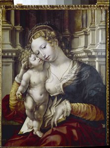 聖母子像（パネルに油彩 作： Jan (c.1472 c.1533) Gossaert