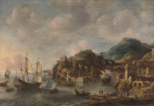 外国の港に停泊するオランダ船 作： Jan Abrahamsz. Beerstraten
