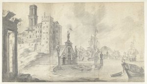 地中海の街のハーバー ビュー 作： Jan Abrahamsz. Beerstraten