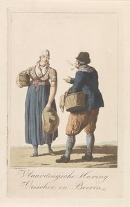 フラールディンゲンの漁師のタイプ Vlaardingen Haring Visscher、および Boerin (オブジェクトのタイトル) 作： Jan Anthonie Langendijk Dzn