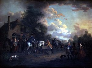ホワイト・ハート」で停止したフランス騎兵隊の将校たち 作： Jan Anthonie Langendyk