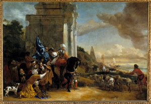 東洋の一座の出発」または「Les corsaires repousses」 Jan Baptist Weenix the Old (1621-1660)の絵画
