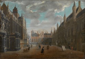 ブルージュのブルク広場、1696 年。 作： Jan Baptist van Meunincxhove
