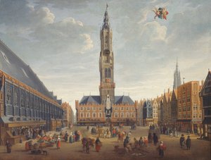 マルクト、ブルージュ、c.1691-1700（パネルに油彩） 作： Jan Baptist van Meunincxhove