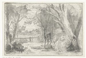 鹿のいる公園の風景 作： Jan Bos Wz.