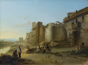 テヴェレ川の眺め、リパ・ビアンカの近く 1641年（油彩、オーク材）