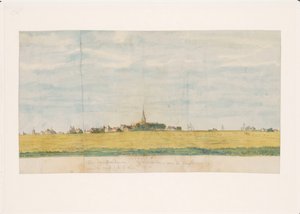 Zuyderzee のアムステルダム近くの Overdiem の村、土地 zyde から見た (オブジェクトのタイトル) 作： Jan Brandes