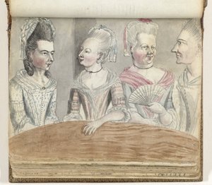 ファルマスへの旅行中にテーブルに着いた 4 人の女性 作： Jan Brandes