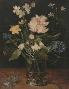 グラスに花のある静物 ガラスの中の花のある静物