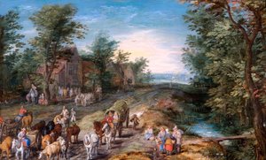 旅人と牛のいる道の風景」 17世紀初頭 作： Jan Brueghel the Elder