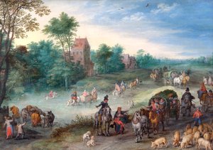 牛や豚を連れた田舎道の旅人たち」1616年 作： Jan Brueghel the Elder