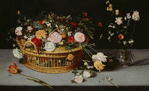 籠と花瓶のある静物」1620年頃 作： Jan Brueghel the Younger