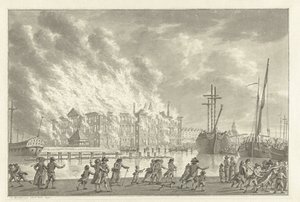 1791年、ゼーマガジンズランドの火事 作： Jan Bulthuis (signed by artist)