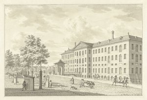 1791 年の火災前、アムステルダムのゼーマガズィンの土地 作： Jan Bulthuis (signed by artist)