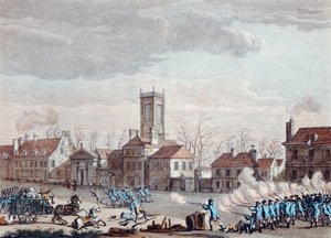 パリのシャペル教会の前で戦います。 1791年1月24日、1795年頃、フェルミエジュノーの障壁の守護者と革命家の間 作： Jan Bulthuis