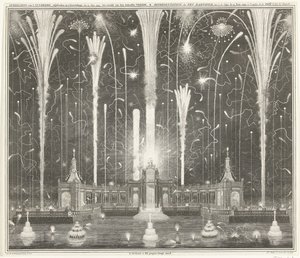 アーヘンの平和のためのハーグの花火、1749年 1749 年 6 月 13 日、ハーグで打ち上げられた花火のイメージ、デン アーケンシェ ヴリード / Representation du feu d