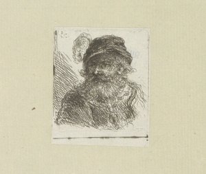 Bebaarde man puts pluimhoed The Compleat Work of Etchings by John Chalon / Oeuvre Complette des Eaux Fortes par Jean Chalon (シリーズタイトル) 作： Jan Chalon