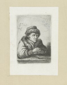 Volwassen man aan een tafel, in bontmantel The Compleat Work of Etchings by John Chalon / Oeuvre Complette des Eaux Fortes par Jean Chalon (シリーズ名)