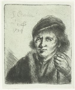 帽子と杖を持った成人男性 作： Jan Chalon