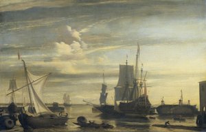 夕暮れの港 作： Jan Claesz. Rietschoof (attributed to)