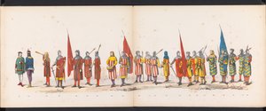 ライデン学生のマスカレード、1865年（プレート13） 1865 年 6 月 6 日にライデン学生隊のメンバーが開催した衣装を着た行進。 作： Jan Daniël Cornelis Carel Willem baron de Constant Rebecque