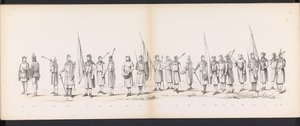 ライデン学生のマスカレード、1865年（プレート13） 1865 年 6 月 6 日にライデン学生団のメンバーが開催した衣装を着た行進。 作： Jan Daniël Cornelis Carel Willem baron de Constant Rebecque