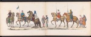 ライデン学生の仮面舞踏会、1865年（プレート14） 1865 年 6 月 6 日にライデン学生団のメンバーが開催した衣装を着た行進。 作： Jan Daniël Cornelis Carel Willem baron de Constant Rebecque