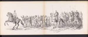 ライデン学生のマスカレード、1865年（プレート15） 1865 年 6 月 6 日にライデン学生団のメンバーが開催した衣装を着た行進。 作： Jan Daniël Cornelis Carel Willem baron de Constant Rebecque