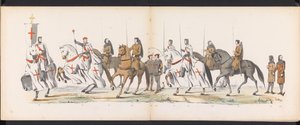 ライデン学生の仮面舞踏会、1865年（プレート5） 1865 年 6 月 6 日にライデン学生団のメンバーが開催した衣装を着た行進。 作： Jan Daniël Cornelis Carel Willem baron de Constant Rebecque