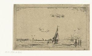 帆船のある川の眺め 作： Jan Daniël Cornelis Carel Willem baron de Constant Rebecque