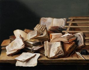 「ヤン・ファン・ヘム(1606-1684)の絵「本のある風景 作： Jan Davidsz de Heem